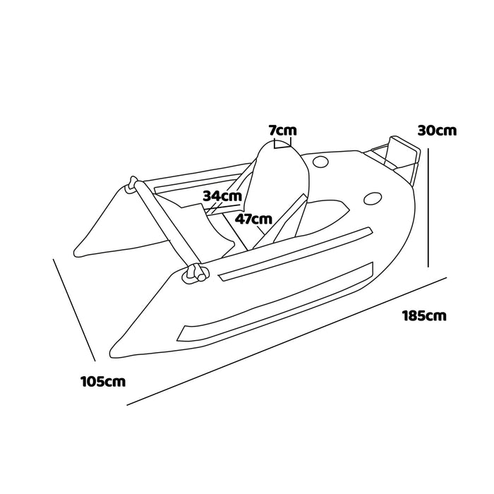 Talla - Belly boat Barca da pesca gonfiabile in PVC con doppia camera d'aria, 185 cm