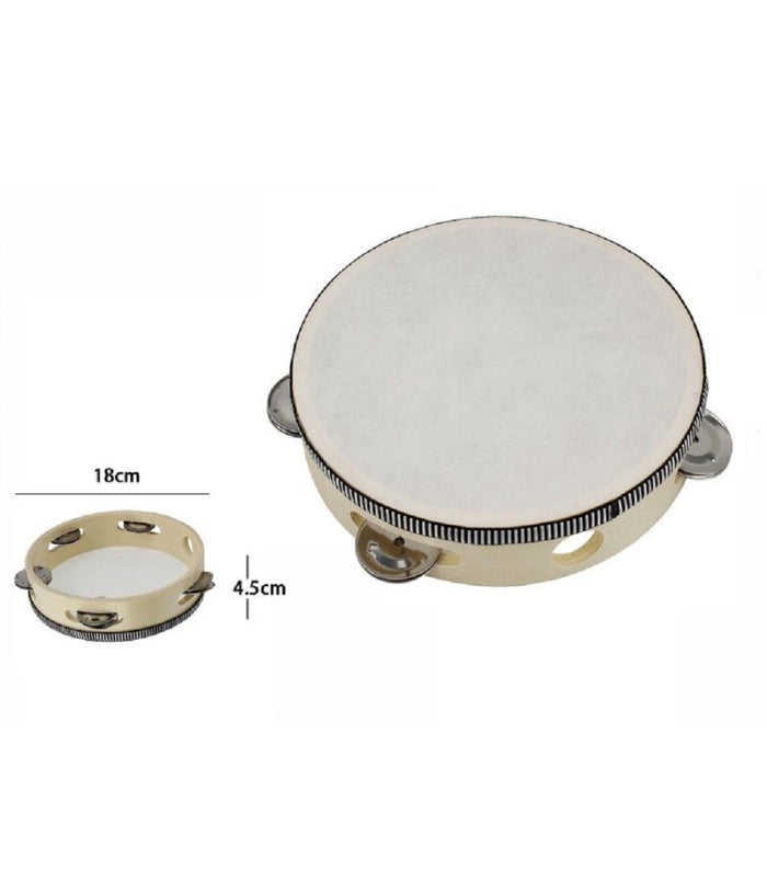 Tamburello Tamburo Leggero In Legno E Pelle Diametro 18 X 4.5 Cm 53673a         