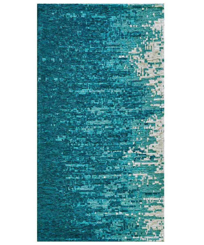 Tappeto TAMIGI BLUE JEANS moderno contemporaneo pixel sfumati, passatoia cucina multiuso lavabile antiscivolo cm.55x115