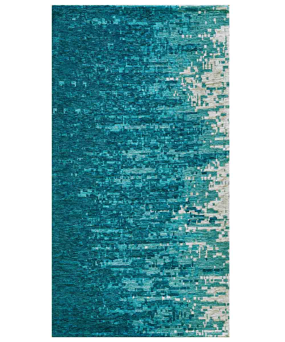 Tappeto TAMIGI BLUE JEANS moderno contemporaneo pixel sfumati, passatoia cucina multiuso lavabile antiscivolo cm.55x140