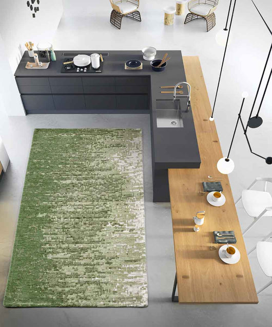 Tappeto TAMIGI PISTACCHIO moderno contemporaneo pixel sfumati, tappetino multiuso lavabile antiscivolo cm.55x80