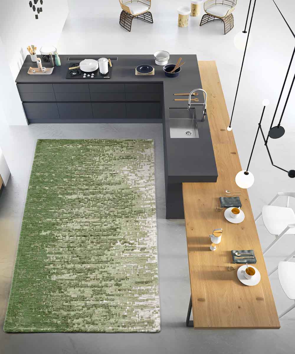 Tappeto TAMIGI PISTACCHIO moderno contemporaneo pixel sfumati, passatoia cucina multiuso lavabile antiscivolo cm.55x190