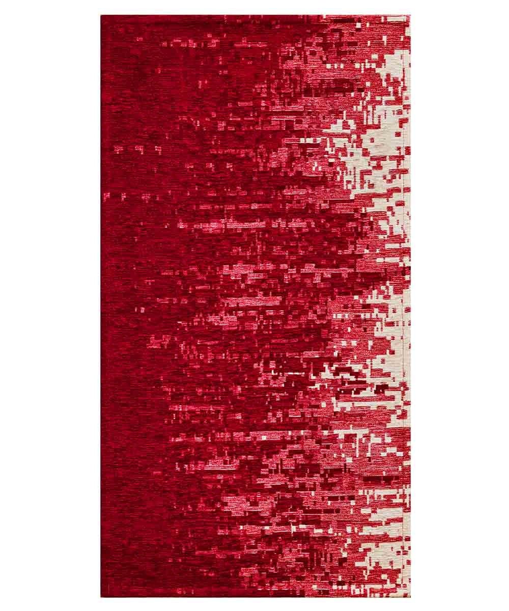 Tappeto TAMIGI ROSSO moderno contemporaneo pixel sfumati, passatoia cucina multiuso lavabile antiscivolo cm.55x190