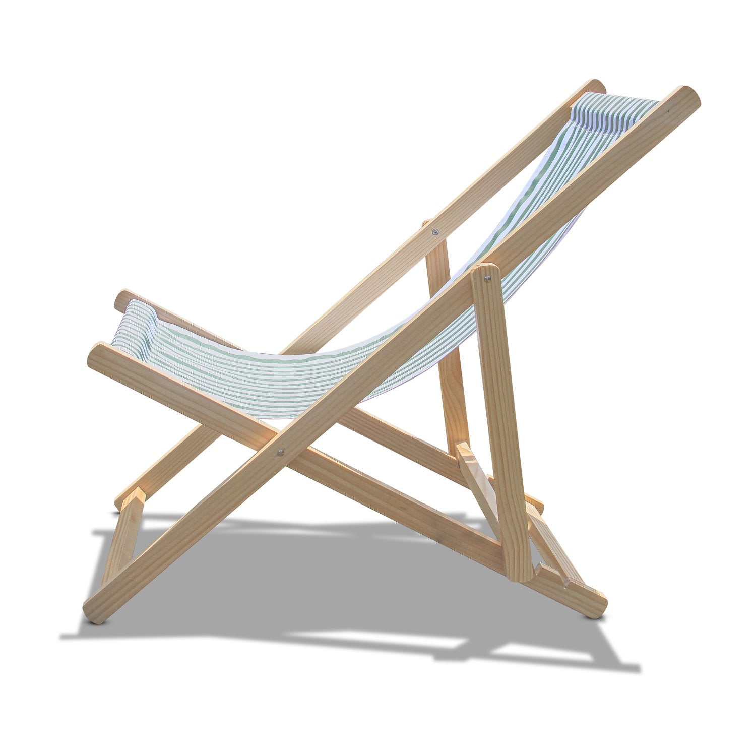 Tamigi - Set di 2 sdraio in legno massello e textilene - salvia