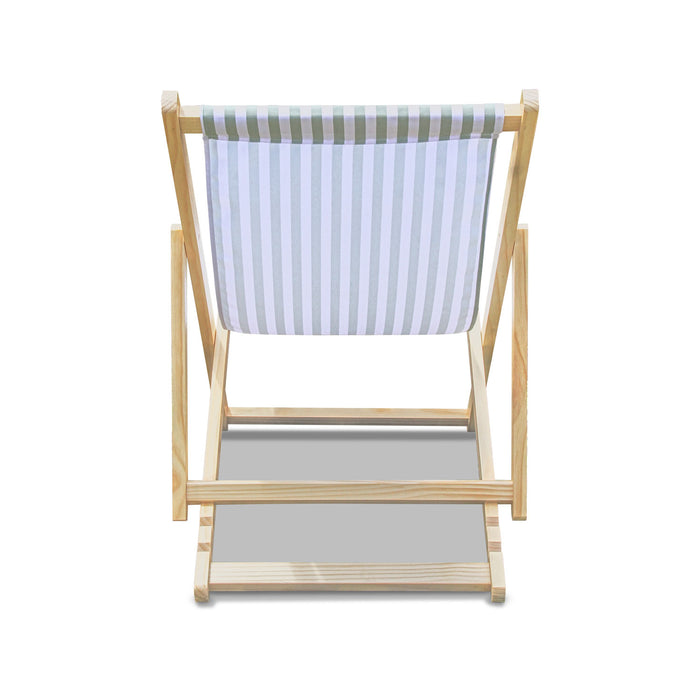 Tamigi - Set di 2 sdraio in legno massello e textilene - salvia