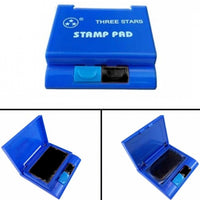 Trade Shop - Tampone 2in1 Inchiostro Nero Blu Tasto Colore 2 Scomparti Portatile Per Timbro -