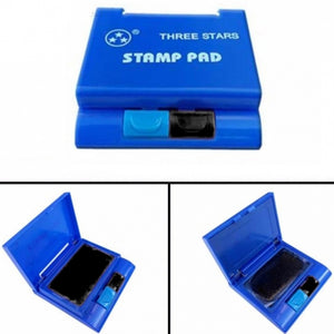 Trade Shop - Tampone 2in1 Inchiostro Nero Blu Tasto Colore 2 Scomparti Portatile Per Timbro -