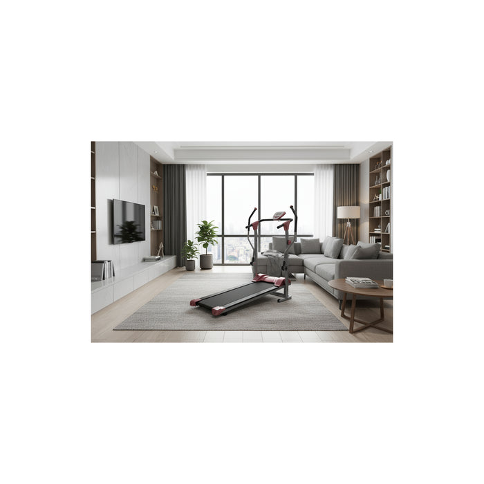 Tapis de marche magnétique avec bras 2 en 1 - O'Fitness - Dim : 155 x 131 x 63 cm - Compteur 5 fonctions