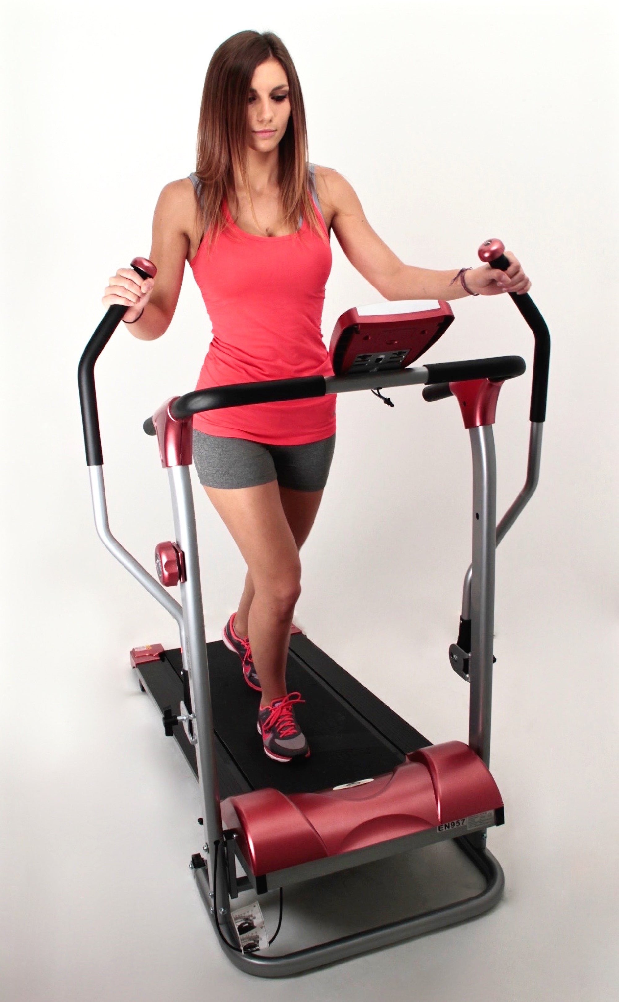 Tapis de marche magnétique avec bras 2 en 1 - O'Fitness - Dim : 155 x 131 x 63 cm - Compteur 5 fonctions