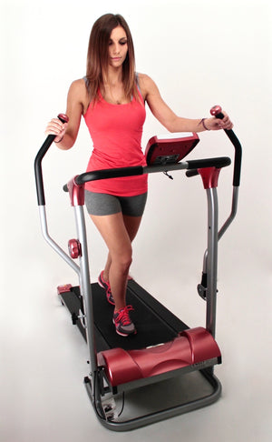 Tapis de marche magnétique avec bras 2 en 1 - O'Fitness - Dim : 155 x 131 x 63 cm - Compteur 5 fonctions