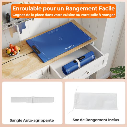 Tappetino elettrico riscaldante per alimenti 60 x 44 x 2 cm riscaldamento rapido con blocco di sicurezza per bambini stile moderno silicone blu 20_0014199