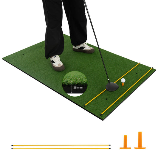 Tappetino da golf 152 x 92 cm per allenamento con 6 fori di partenza e bastoncini di allineamento in multistrato verde 20_0020655