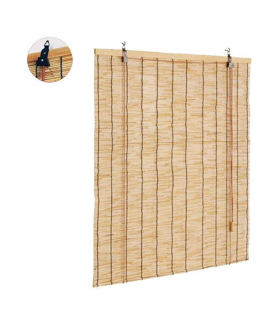 Tapparella Tenda Arella Avvolgibile In Listelli Di Bambà¹ Naturale 80 X 160 Cm         