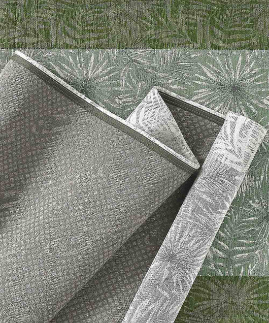 Tappeto passatoia moderno MALESIA FANGO disegno giungla tropicale natura foglie felci, arredo cucina corridoio multiuso lavabile antiscivolo cm.55x190