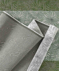 Tappeto passatoia moderno MALESIA SABBIA disegno giungla tropicale natura foglie felci, tappetino bagno ingresso multiuso lavabile antiscivolo cm.55x80