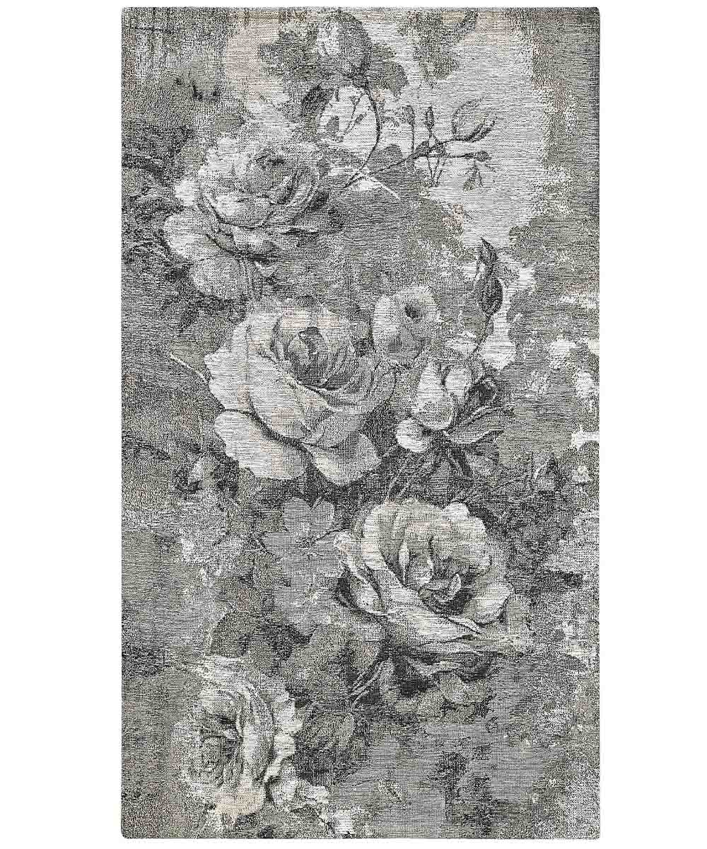 Tappeto Arredo ROSE GRIGIO salotto soggiorno camera, disegno floreale giardino fiorito, multiuso lavabile antiscivolo cm.115x175
