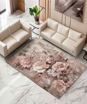 Tappeto passatoia ROSE CIPRIA salotto soggiorno camera, disegno floreale giardino fiorito, multiuso lavabile antiscivolo cm.65x300 corsia