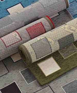 Tappeto moderno SQUARE ROSSO geometrico a quadri, tappetino bagno multiuso lavabile in lavatrice e anti-scivolo cm.55x80