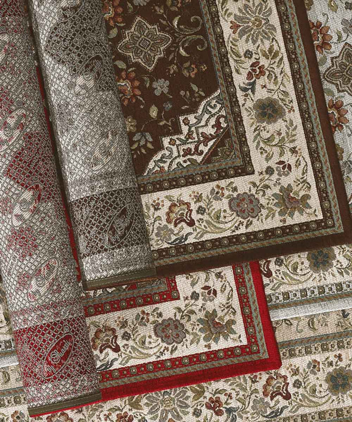 Tappeto orientale classico TABRIZ FANGO in ciniglia multiuso lavabile antiscivolo cm.140x200