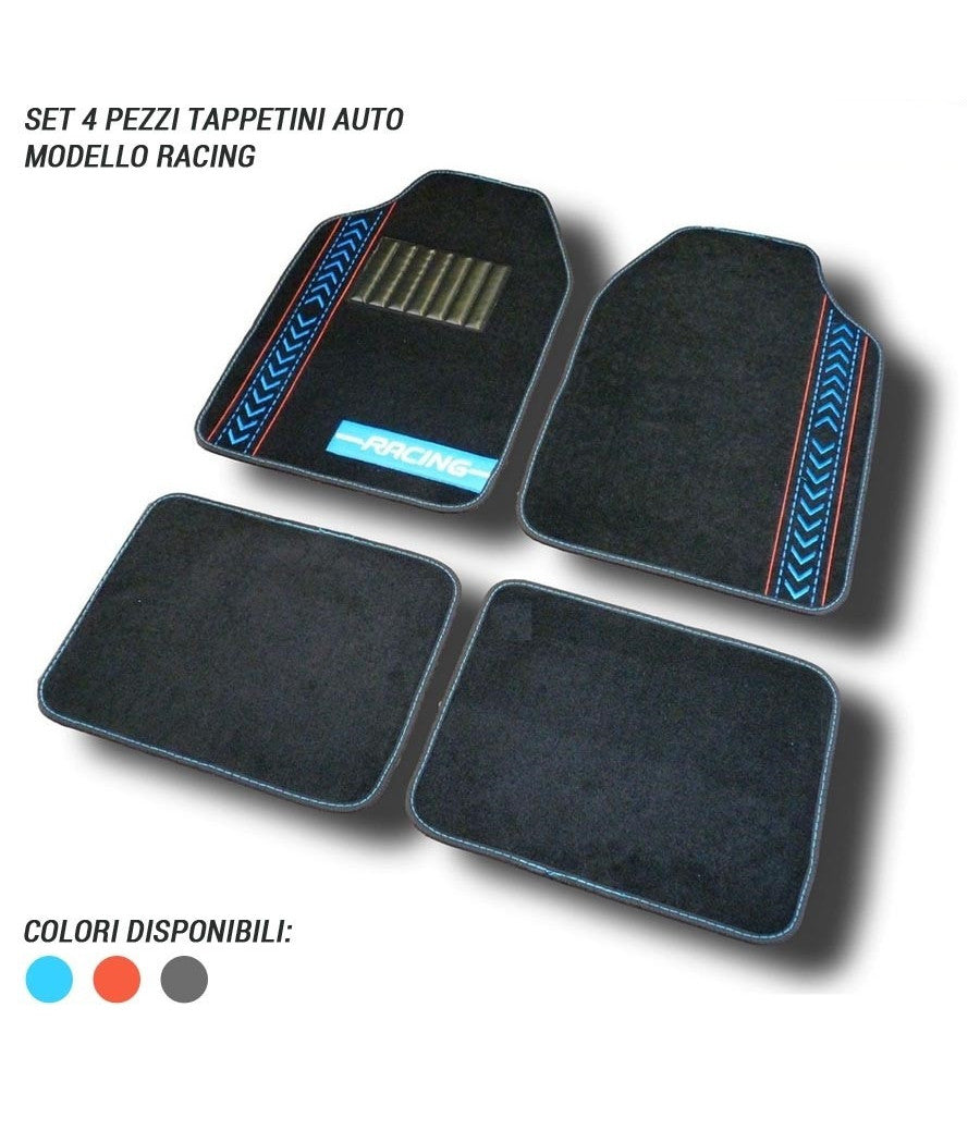 Tappetini Per Auto Universali Antiscivolo Set Tappeti 4pz. 3 Colori Racing         