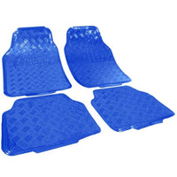 Trade Shop - Tappetini Set4 Tappeti Auto Blu Universali Sportivi Gomma Effetto Metallo Linq -