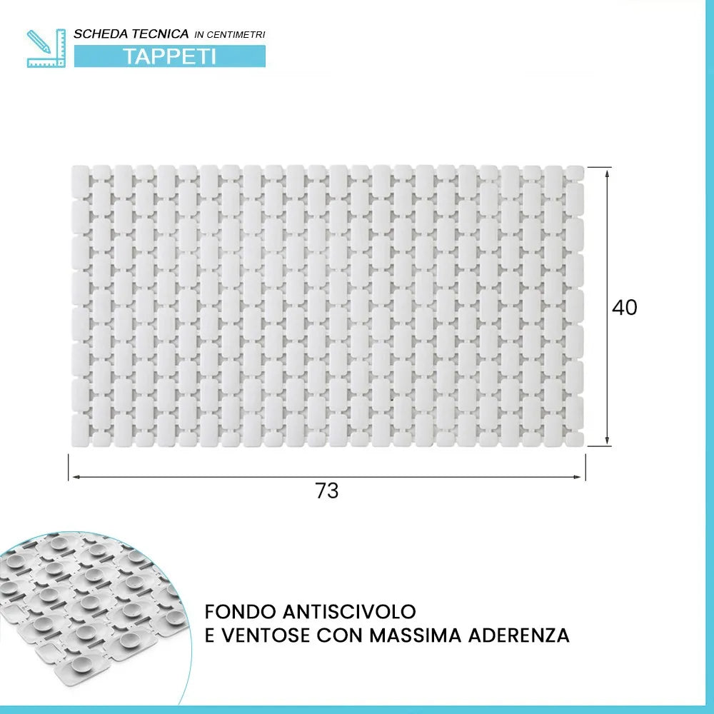 Tappetino antiscivolo doccia bianco 40x73 cm in plastica Spring