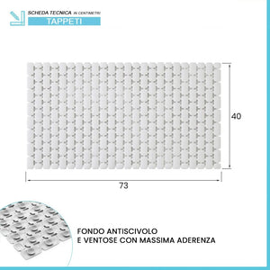 Tappetino antiscivolo doccia bianco 40x73 cm in plastica Spring