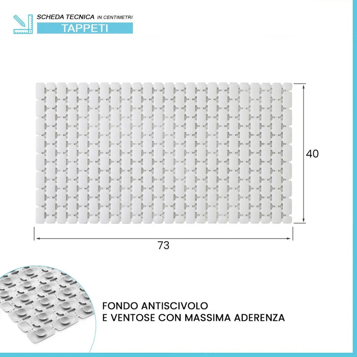 Tappetino antiscivolo doccia bianco 40x73 cm in plastica Spring