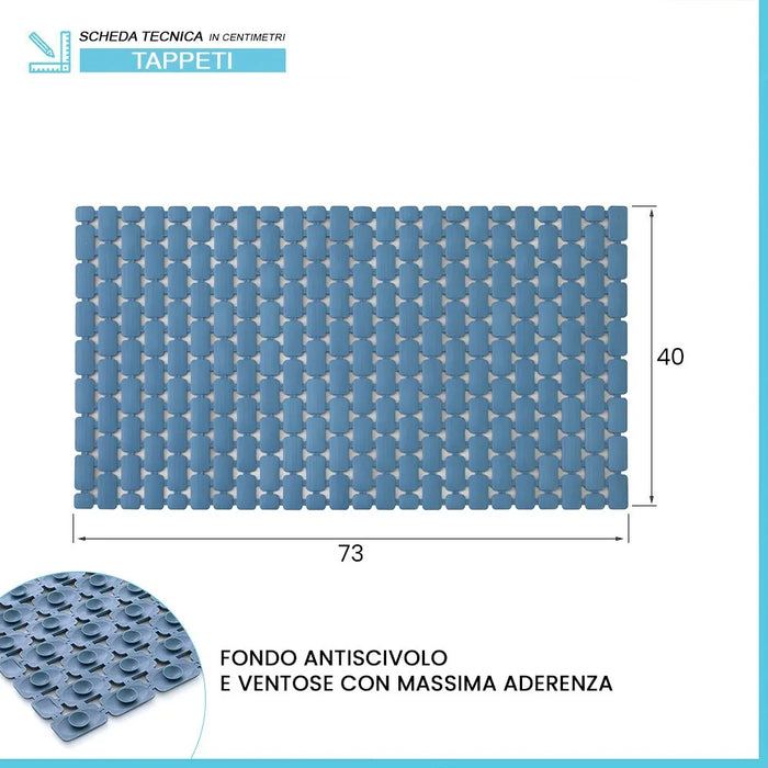 Tappetino antiscivolo doccia blu 40x73 cm in plastica Spring