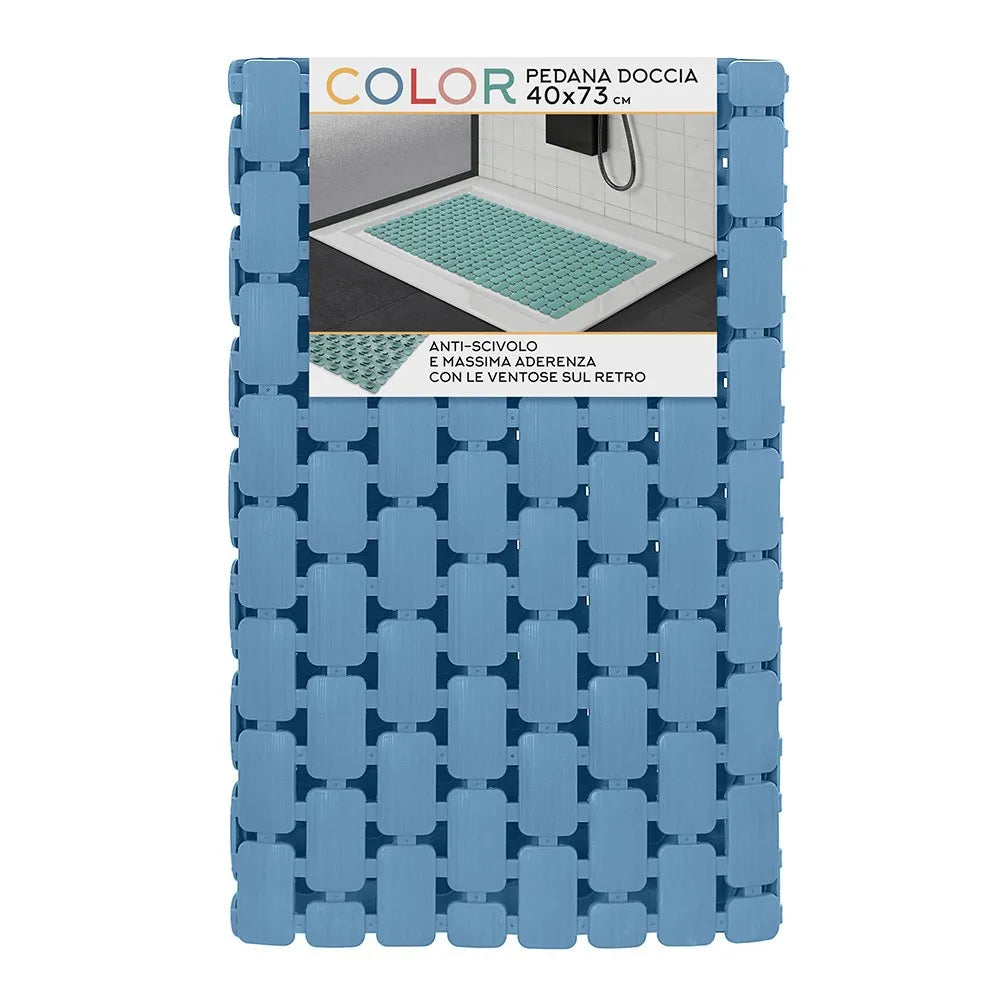 Tappetino antiscivolo doccia blu 40x73 cm in plastica Spring