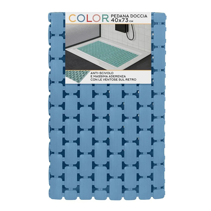 Tappetino antiscivolo doccia blu 40x73 cm in plastica Spring