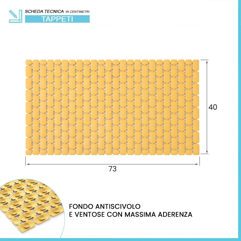 Tappetino antiscivolo doccia giallo 40x73 cm in plastica Spring