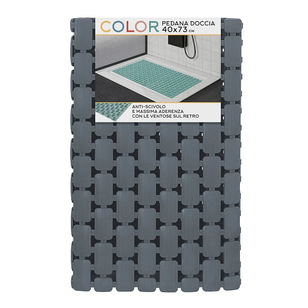 Tappetino antiscivolo doccia grigio 40x73 cm in plastica Spring