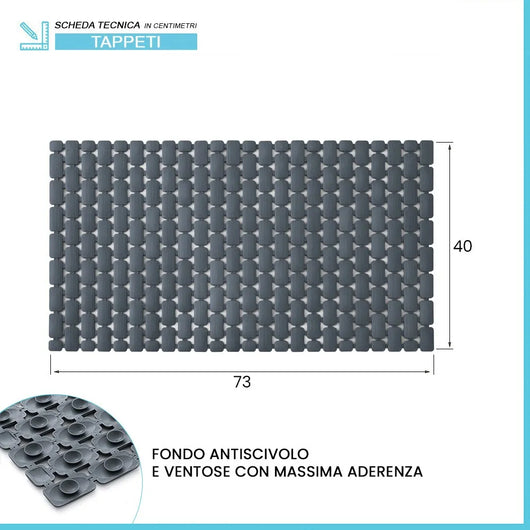 Tappetino antiscivolo doccia grigio 40x73 cm in plastica Spring