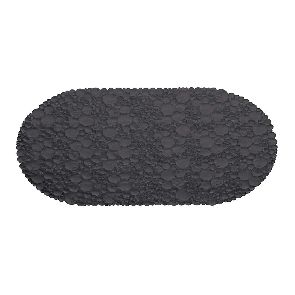 Tappetino doccia antiscivolo nero in gomma ovale con ventose