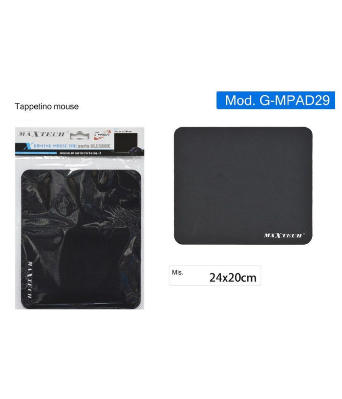 Tappetino Gaming Mouse Pad Nero Da Gioco Tappeto Antiscivolo Per Pc G-mpad29         