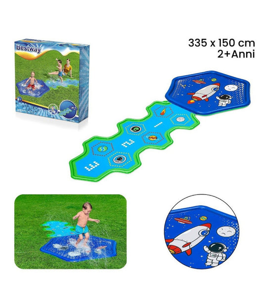 Trade Shop - Tappetino Gonfiabile Con Fontana Spruzzi Base Spaziale 335x150cm Adventure 52571 -