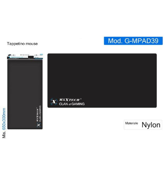 Tappetino Mouse Game Pad Tappeto Pc Gaming Antiscivolo Poggiapolso Nero G-mpad39         