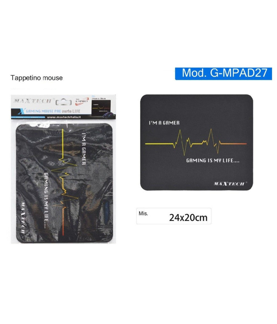 Tappetino Mouse Gaming I'm A Gamer Gaming Is My Life Con Linea Frequenza G-mpad27         