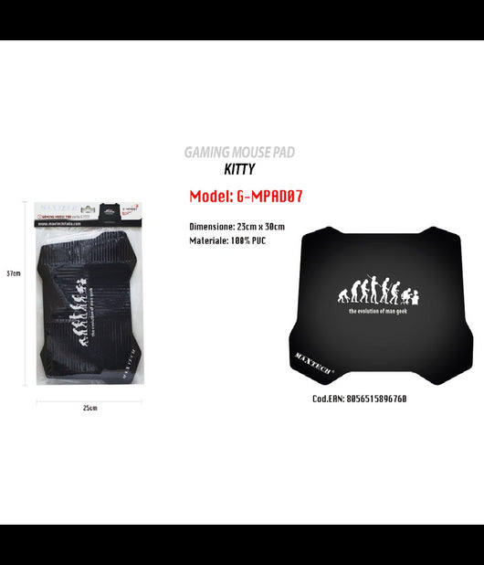 Tappetino Mouse Pad Antiscivolo Gaming Evoluzione Scimmia Uomo Pc Maxtech G-mpad07         