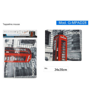 Tappetino Mouse Pad Gaming Cabina Telefonica Rossa Londra Antiscivolo G-mpad28         