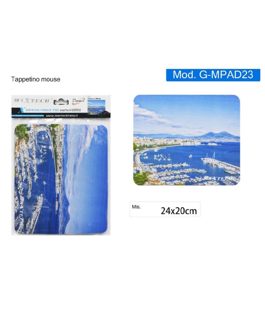 Tappetino Mouse Pad Tastiera Pc Gaming Paesaggio Golfo Napoli 24x20cm G-mpad23         