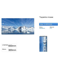 Tappetino Per Mouse Gamepad Ghiacciai Poggiapolso Pc Computer Maxtech G-mpad20         