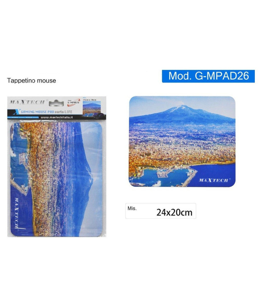 Tappetino Per Mouse Pad Gaming Tappeto Poggiapolso Mare Con Monte Etna G-mpad26         