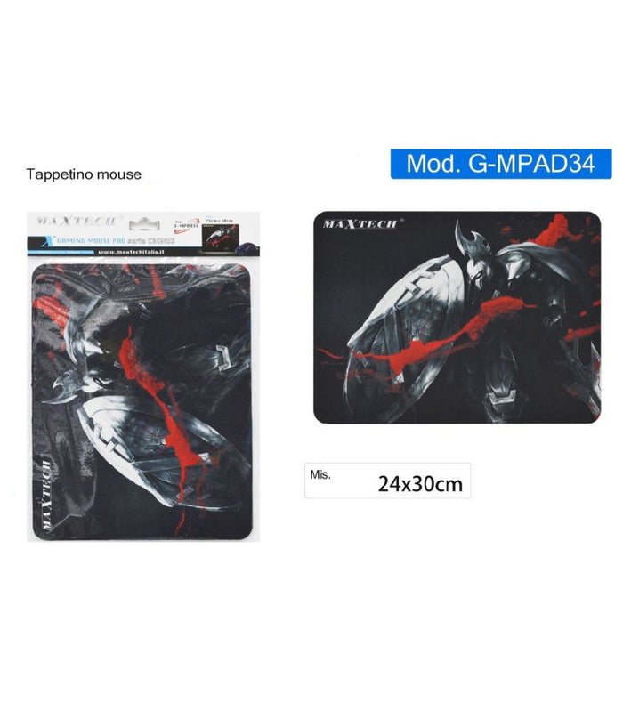 Tappetino Per Mouse Pad Tappeto Poggiapolso Antiscivolo Gaming Gurriero G-mpad34         