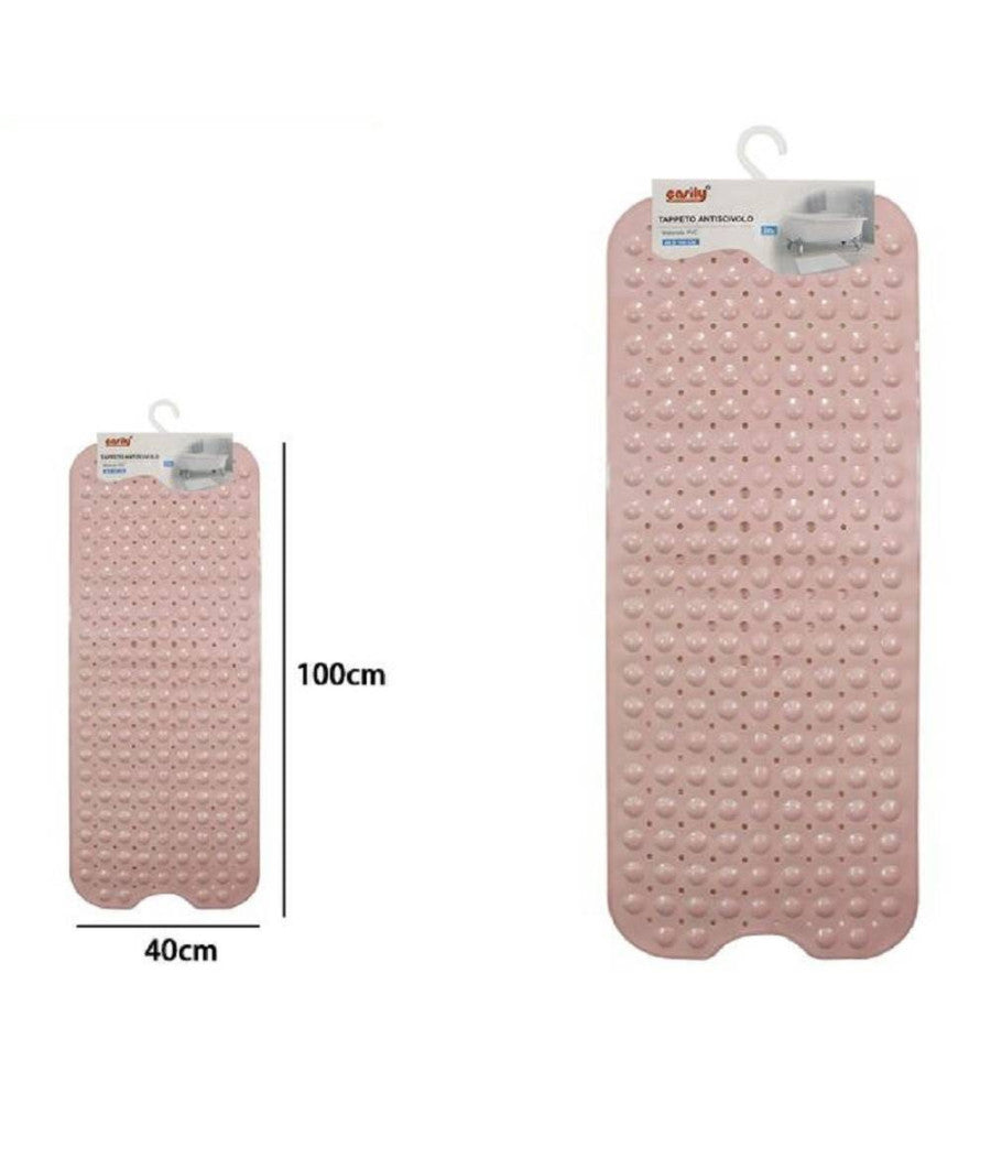 Tappetino Per Vasca Antiscivolo 100 X 40 Cm Tappeto Doccia In Pvc 79739 Rosa         