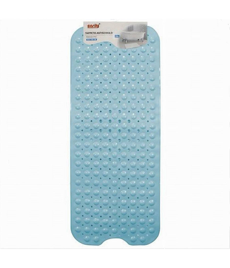 Tappetino Per Vasca Antiscivolo 100 X 40 Cm Tappeto Doccia In Pvc 79742 Azzurro         