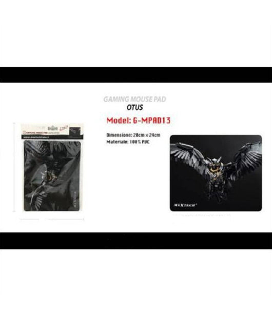 Tappetino Poggiapolso Tappeto Pc Gaming Mouse Pad Gufo Otus Maxtech G-mpad13         