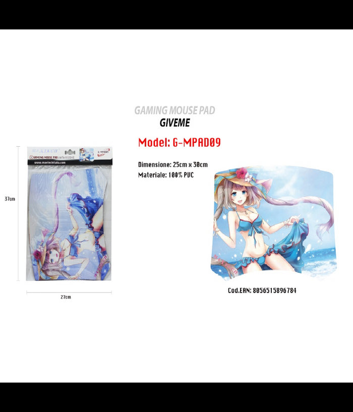 Tappetino Poggiapolso Tappeto Pc Gaming Mouse Pad Ragazza Cartoni Giveme Maxtech G-mpad09         