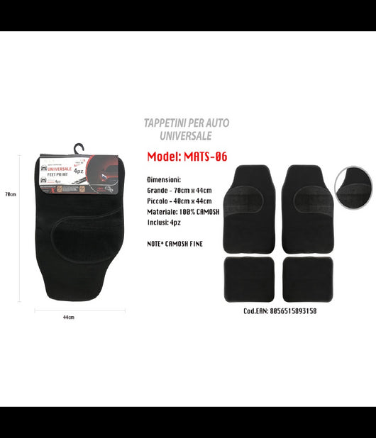 Tappetino Universale Auto Camoscio Anteriore Posteriore Tappetini 4pz Maxtech Mats-06         